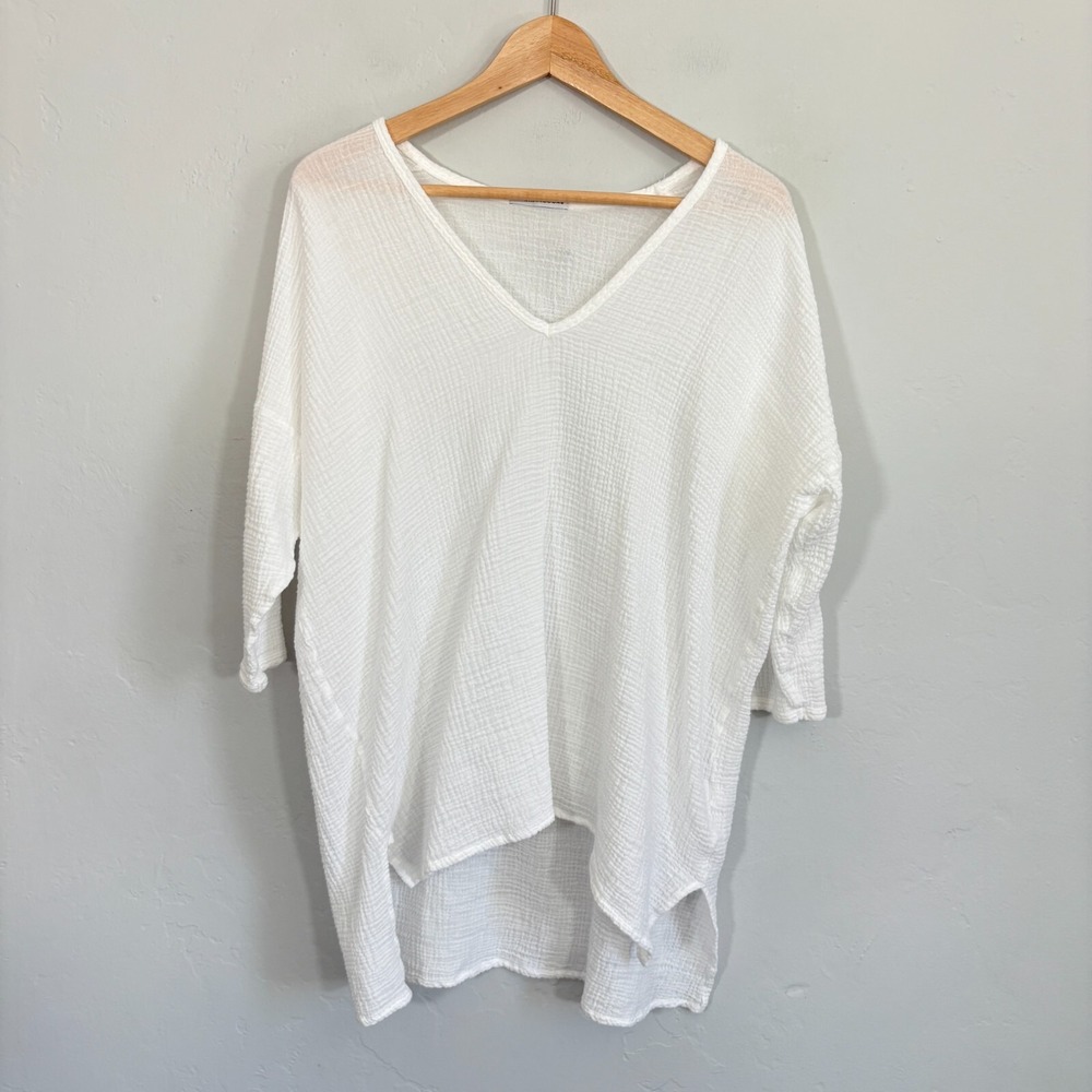 Robin Piccone Bubble Tunic Top Women Size Small White Gauzy Cover Up